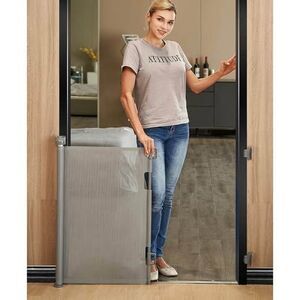 NEW gray retractable safety gate 55”